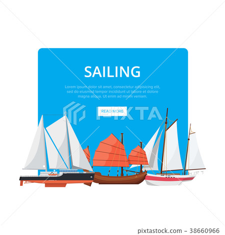 Sailing poster with side view sailboats 38660966