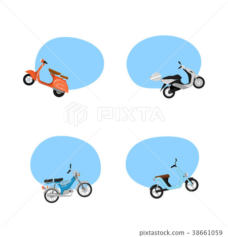 Vintage and modern scooters advertising tags 38661059
