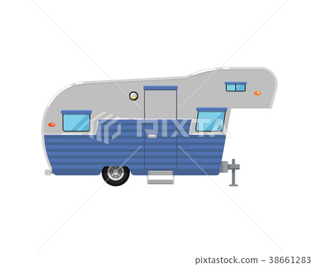 Camping trailer caravan isolated on white icon 38661283
