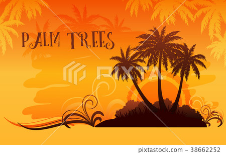 Exotic Landscape with Palm Exotic Landscape with Palm 38662252