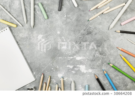 Accessories to drawing - pencils, pastel, paper Accessories to drawing - pencils, pastel, paper 38664208