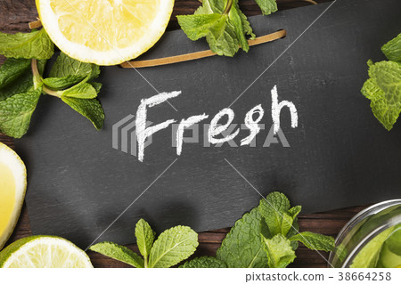 Detox drink with cucumber, lemon and mint 38664258