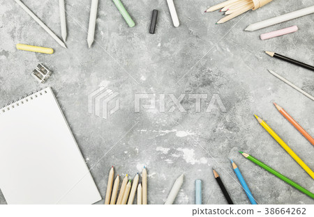 Accessories to drawing - pencils, pastel, paper Accessories to drawing - pencils, pastel, paper 38664262
