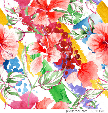 Wildflower rose flower pattern in a watercolor Wildflower rose flower pattern in a watercolor 38664300