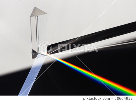 A prism dispersing sunlight splitting into a A prism dispersing sunlight splitting into a 38664932