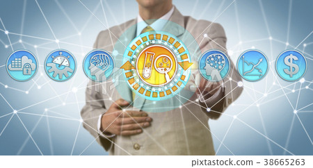 Pharma Executive Evaluating Drug Discovery Via AI 38665263