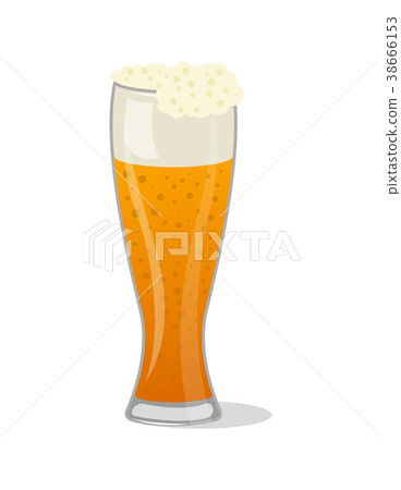 Glass pint tankards of frothy beer isolated icon 38666153