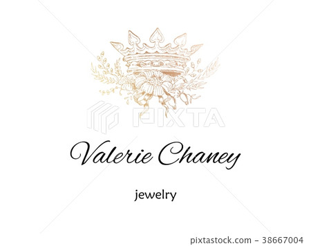 Golden crown with flowers vintage styled vector 38667004