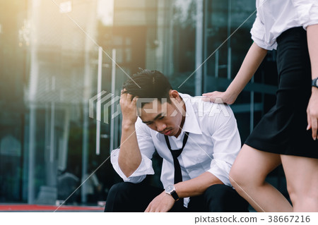 Businessman stress about work and partner Businessman stress about work and partner 38667216