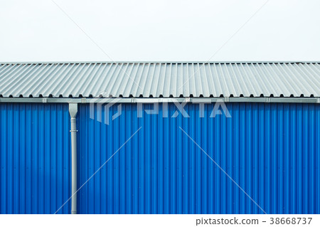 Industrial building blue sheet metal facade Industrial building blue sheet metal facade 38668737