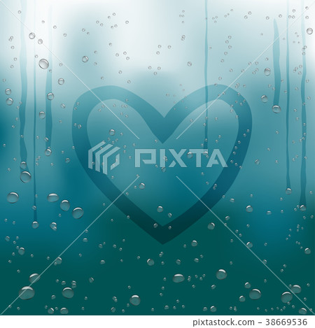 heart painted on rainy window 38669536