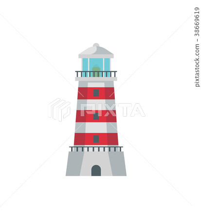 Sea lighthouse icon in flat style - Stock Illustration [38669619] - PIXTA