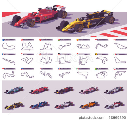 Vector racing tracks and cars Vector racing tracks and cars 38669890