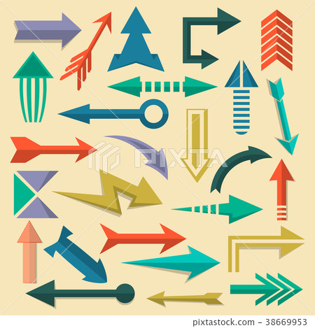 Retro arrow symbols set in flat style 38669953