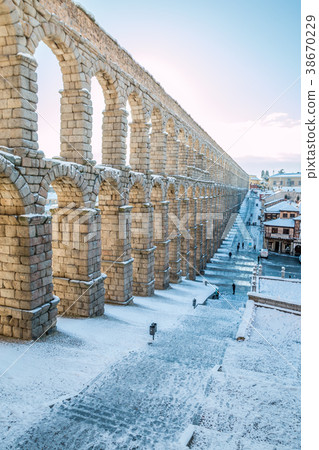 View of Segovia Aqueduct in Spain 38670229