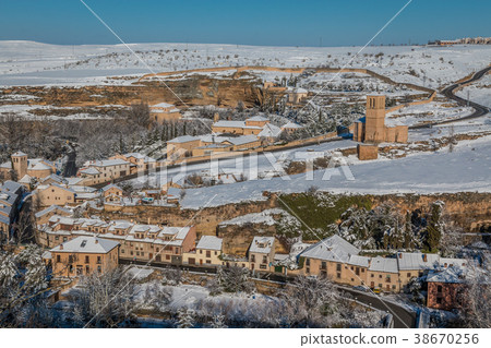 Snow village in Segovia Spain 38670256