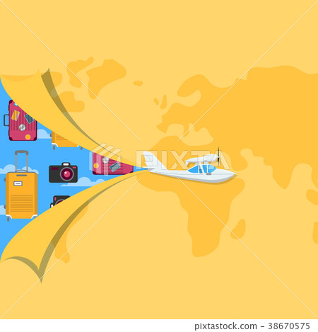 World traveling poster with propeller hydroplane 38670575