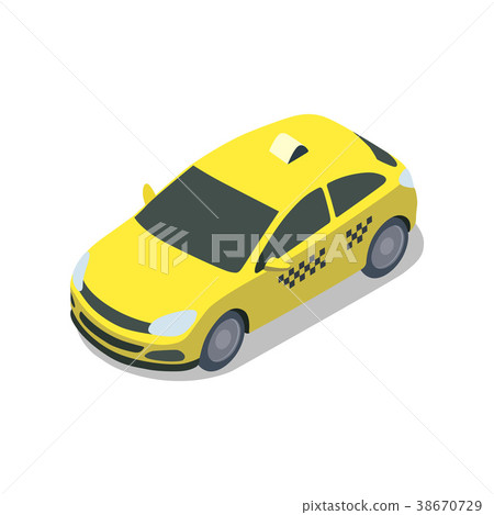 Yellow taxi cab isolated isometric 3D icon 38670729