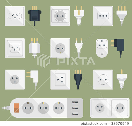 Electric plugs stack outlet illustration energy 38670949