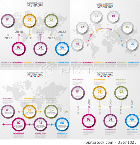 business timeline infographics design elements 38671023