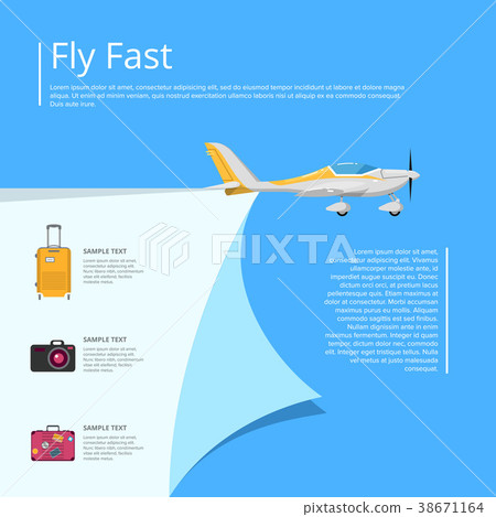 Fly fast poster with propeller airplane 38671164