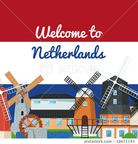 Welcome to Netherlands poster with windmills 38671193