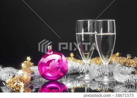 New year champagne glasses and decor New year champagne glasses and decor 38671573