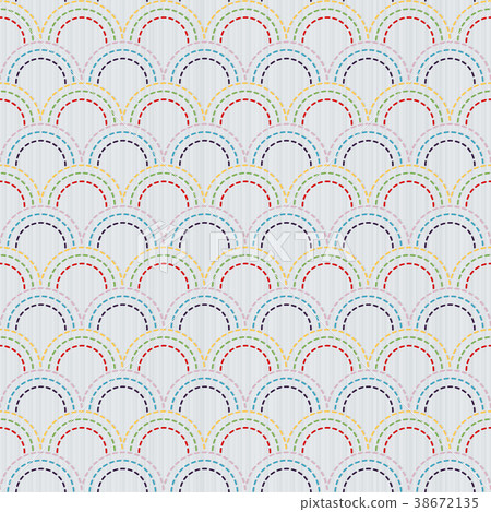 Japanese Sashiko. Copy space. Seamless pattern. 38672135