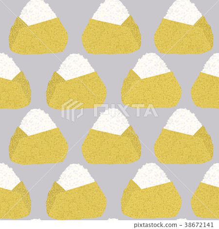 Onigiri in the omelette wrap. Seamless pattern. 38672141
