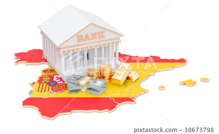 Banking system in Spain concept. 3D rendering Banking system in Spain concept. 3D rendering 38673798