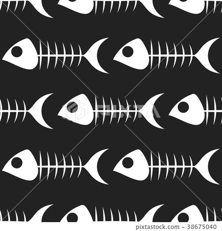 Fish bone vector pattern on white background 38675040