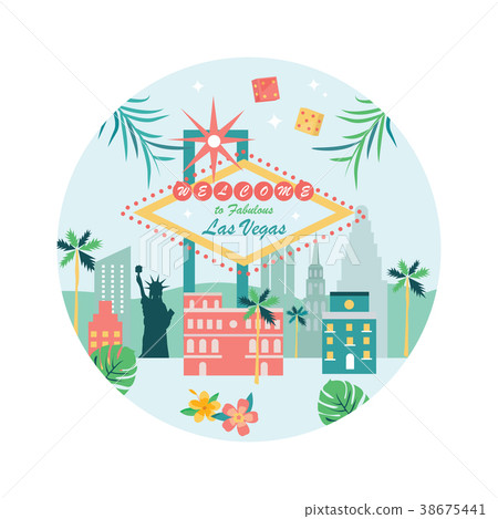 Welcome to Las Vegas Poster with landmarks 38675441