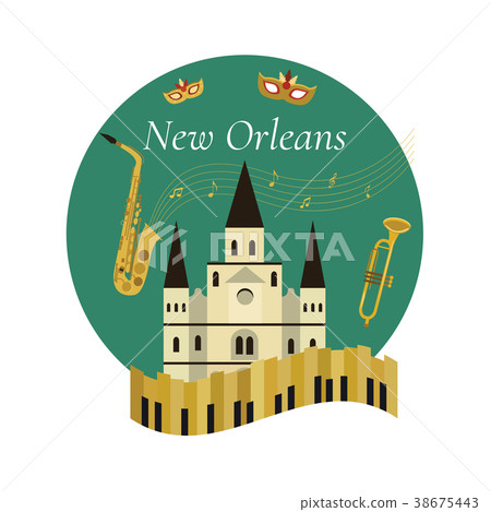 Welcome to New Orleans poster with famous symbols Welcome to New Orleans poster with famous symbols 38675443