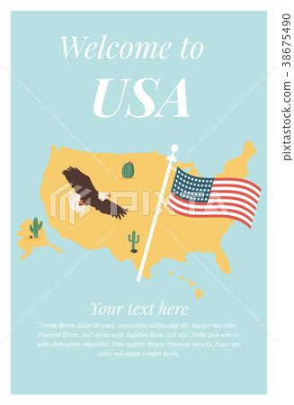 Poster with USA map and America's symbols Poster with USA map and America's symbols 38675490
