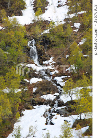 Spring mountains and melting snow Spring mountains and melting snow 38676918