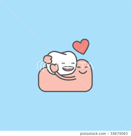 Tooth character love with gum illustration vector - Stock Illustration ...