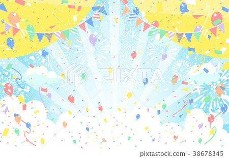Fireworks confetti blue sky garland balloon Fireworks confetti blue sky garland balloon 38678345