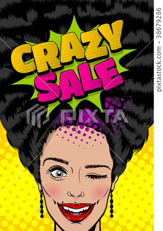 Seasonal sale woman pop art vintage poster 38679286