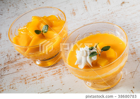 Asian mango pudding Asian mango pudding 38680783