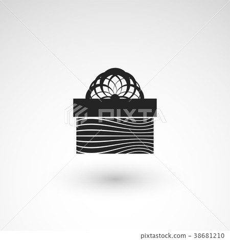 Gift box icon with ribbon, wrapping pattern design Gift box icon with ribbon, wrapping pattern design 38681210