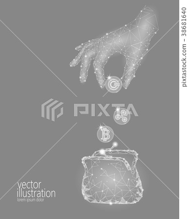 Low poly hand puts GCC coin Bitcoin Ripple 38681640