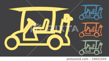 Line Design of Golf cart or golf car icon vector - Stock Illustration ...
