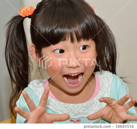 Surprised face of a toddler, screaming out loud 38683558