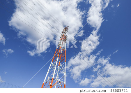 Refreshing blue sky and steel tower 38685721