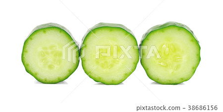 Cucumber and slices isolated over white background 38686156