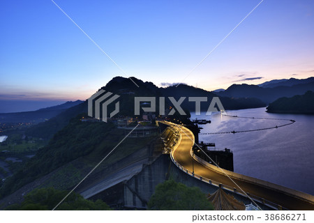 石門水庫,水庫,水壩,水,庫存,儲存,蓄水,山,路,交通,清晨,臺灣,桃園市,大溪區 38686271
