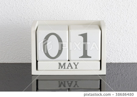 White block calendar present date 1 and month May White block calendar present date 1 and month May 38686480