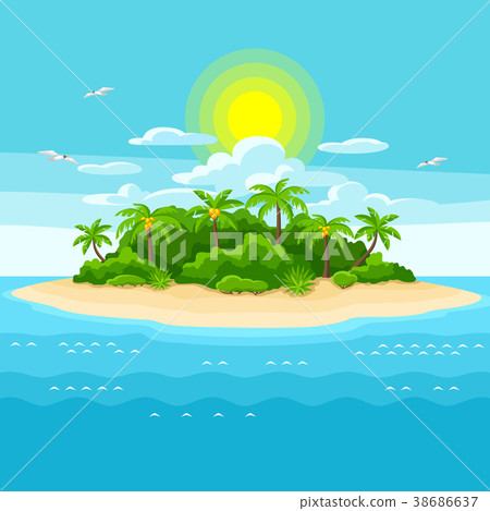 Illustration of tropical island in ocean 38686637