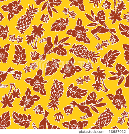 Hibiscus and pineapple pattern Hibiscus and pineapple pattern 38687012