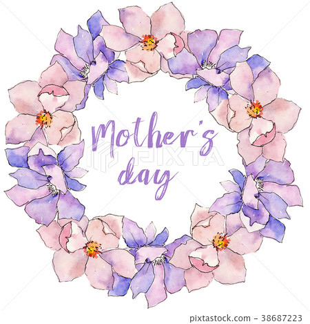 Wildflower magnolia flower wreath in a watercolor Wildflower magnolia flower wreath in a watercolor 38687223